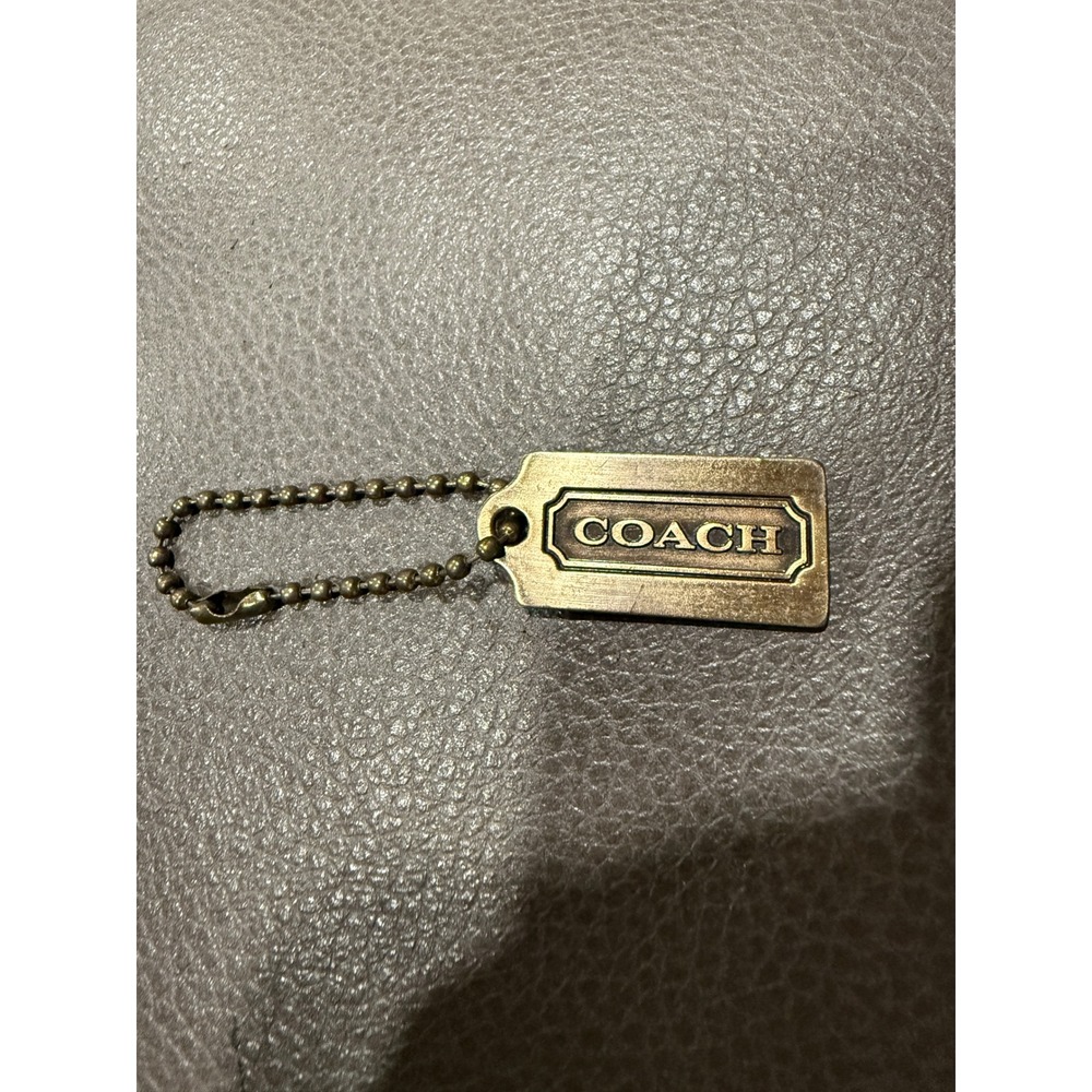 Vintage Coach Brass Metal Logo Hangtag Replacement Charm with Ball Chain Gold